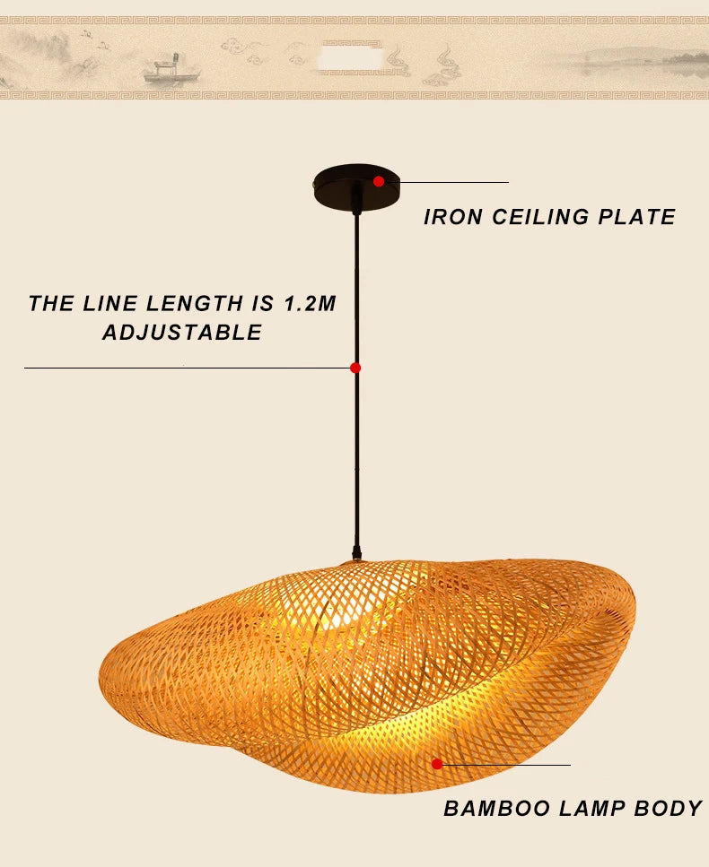 🌾 Handwoven Rattan Wicker Pendant Lamp – Japanese Wooden Ceiling Light for Dining, Bedroom & Farmhouse Décor ✨