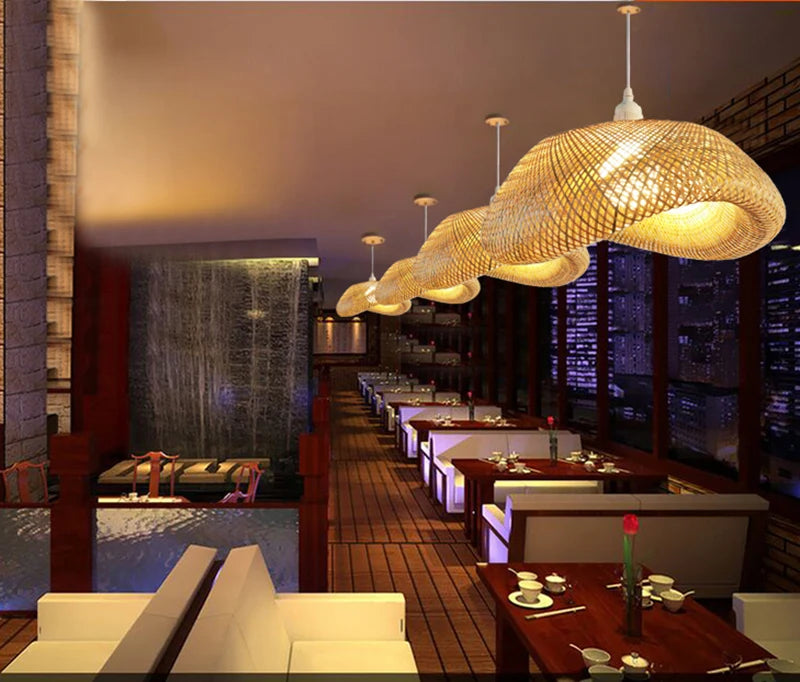 🌾 Handwoven Rattan Wicker Pendant Lamp – Japanese Wooden Ceiling Light for Dining, Bedroom & Farmhouse Décor ✨