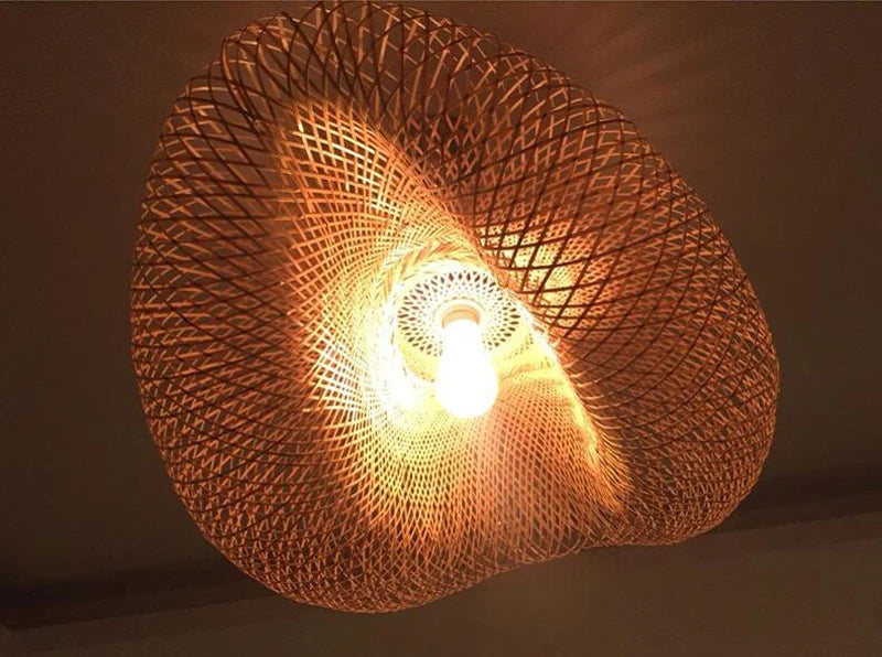 🌾 Handwoven Rattan Wicker Pendant Lamp – Japanese Wooden Ceiling Light for Dining, Bedroom & Farmhouse Décor ✨