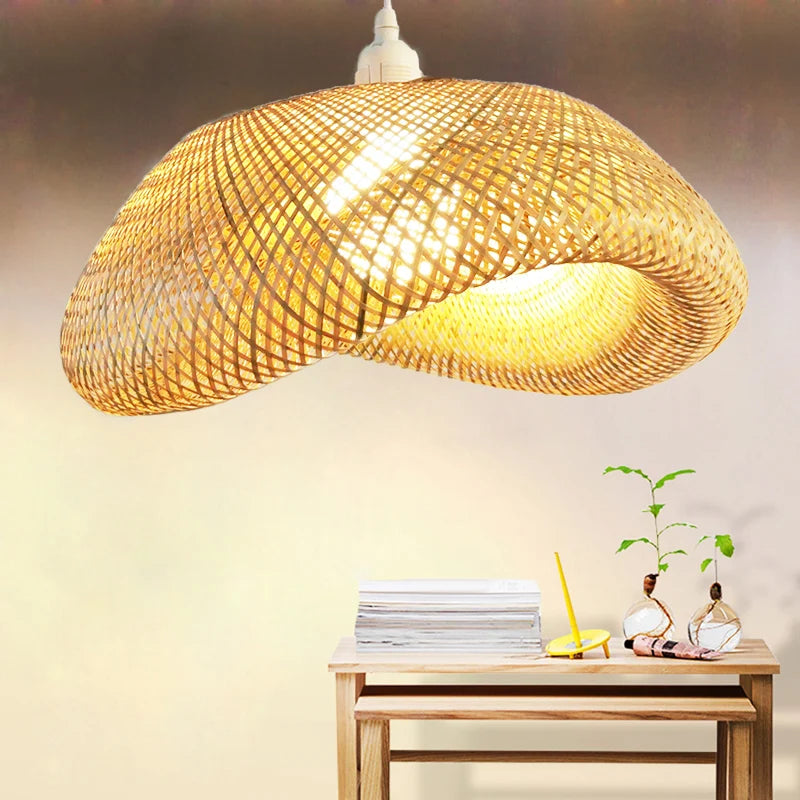 🌾 Handwoven Rattan Wicker Pendant Lamp – Japanese Wooden Ceiling Light for Dining, Bedroom & Farmhouse Décor ✨