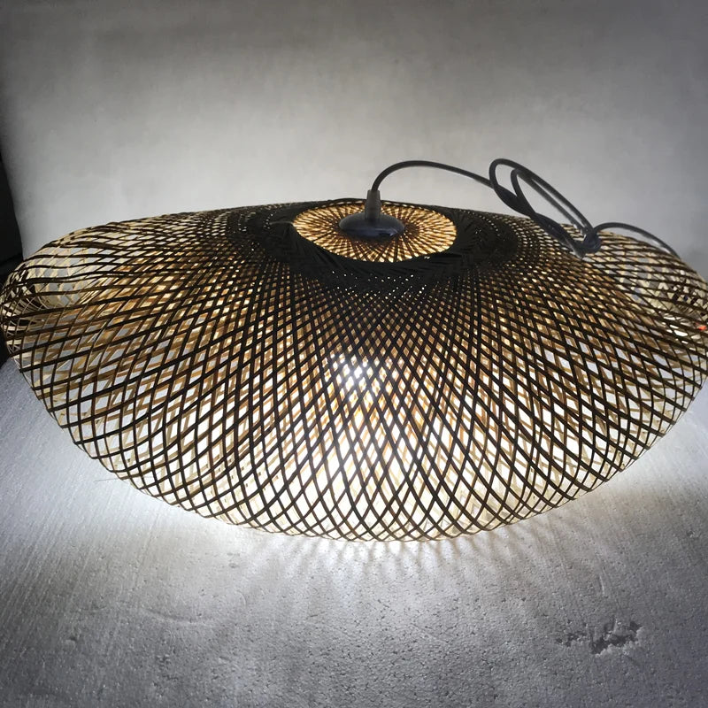 🌾 Handwoven Rattan Wicker Pendant Lamp – Japanese Wooden Ceiling Light for Dining, Bedroom & Farmhouse Décor ✨