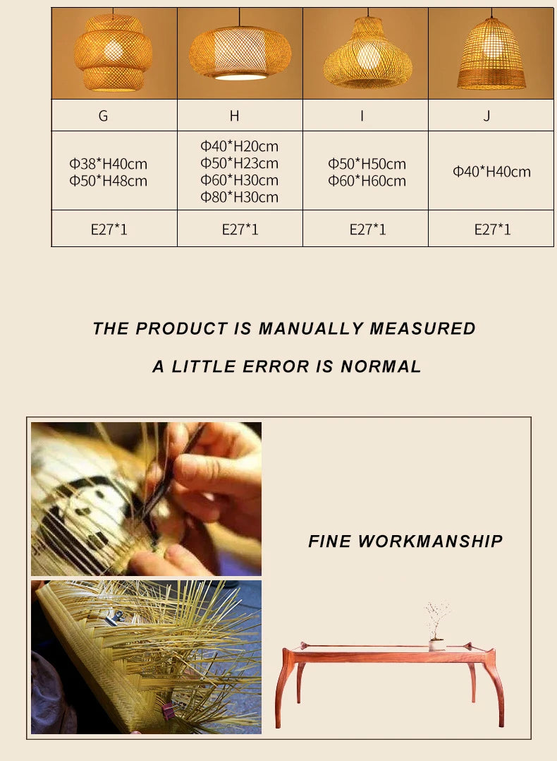 🌾 Handwoven Rattan Wicker Pendant Lamp – Japanese Wooden Ceiling Light for Dining, Bedroom & Farmhouse Décor ✨