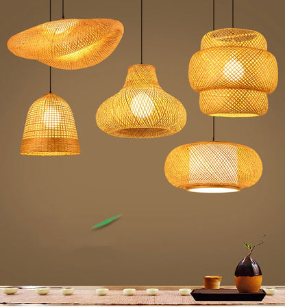 🌾 Handwoven Rattan Wicker Pendant Lamp – Japanese Wooden Ceiling Light for Dining, Bedroom & Farmhouse Décor ✨