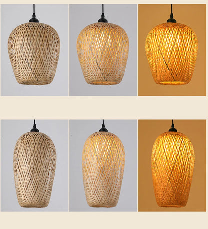 🌾 Handwoven Rattan Wicker Pendant Lamp – Japanese Wooden Ceiling Light for Dining, Bedroom & Farmhouse Décor ✨