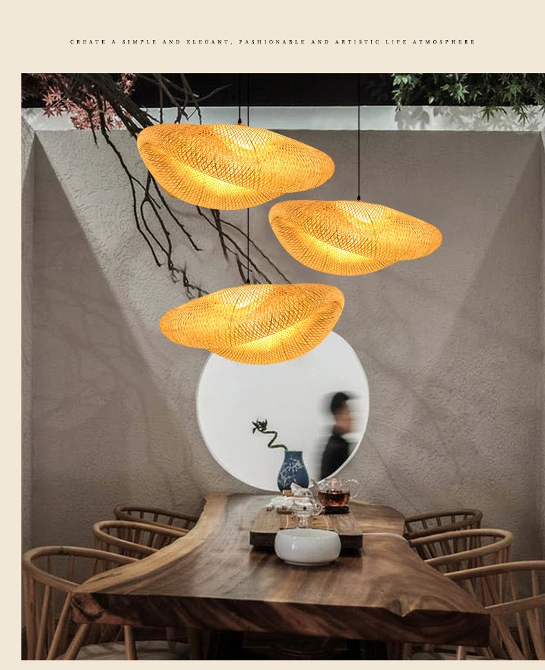 🌾 Handwoven Rattan Wicker Pendant Lamp – Japanese Wooden Ceiling Light for Dining, Bedroom & Farmhouse Décor ✨