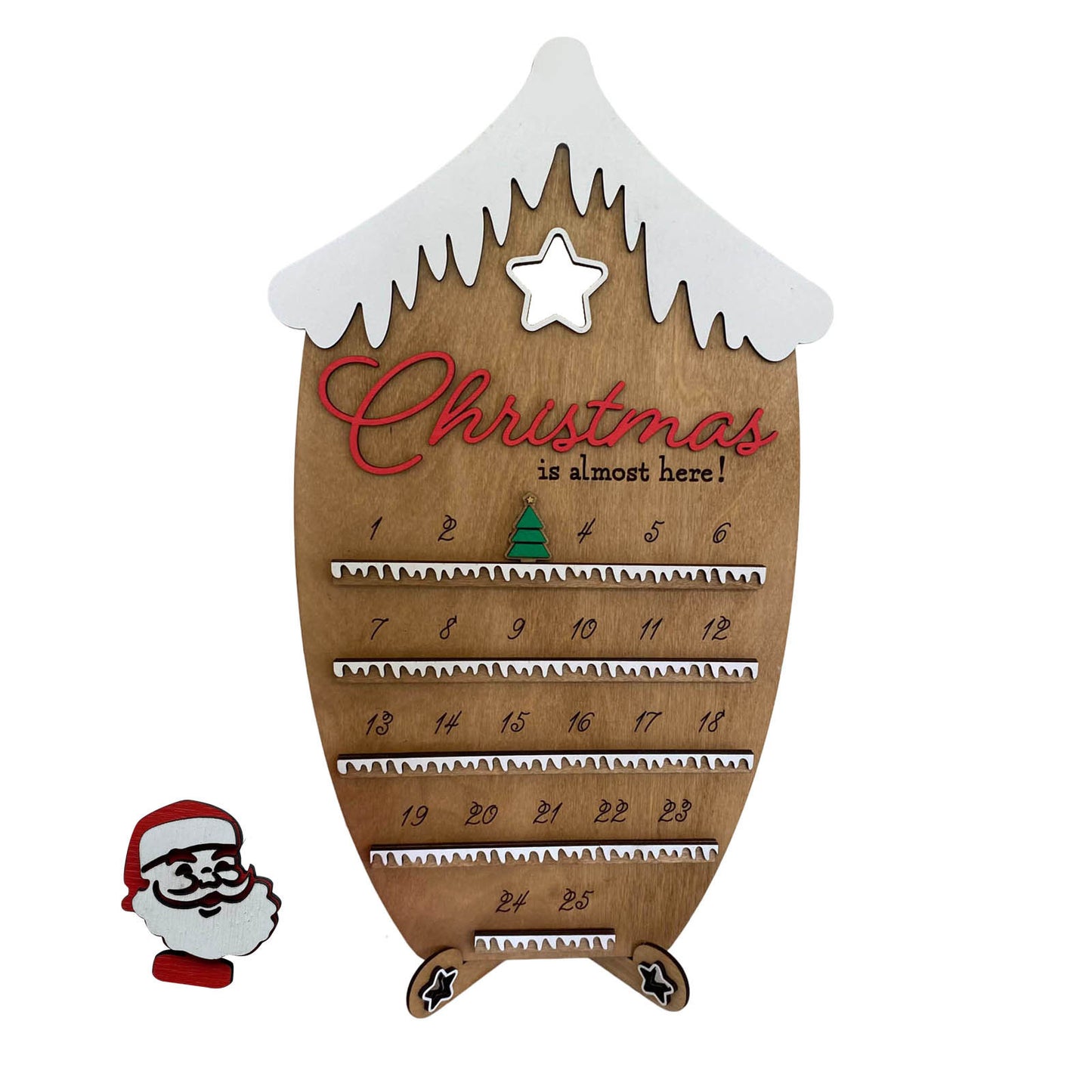 Santa Christmas Countdown Calendar – Wooden Holiday Decoration That Builds the Magic ✨