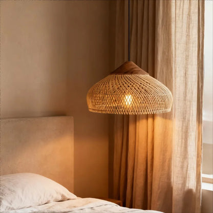 🌾 JOYINLED Japanese Rattan Pendant Lamp – Handwoven Minimalist Hanging Light for Home, Café & Studio Spaces 🏮✨