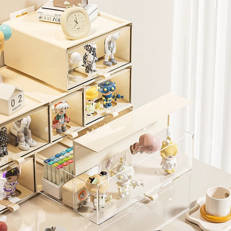 🧸✨ Clear-Front Collectible Drawer Organizer – Desktop Display Storage for Mini Figures, Toys & Cute Decor