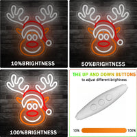 Reindeer Neon LED Light Sign 🎅💡 | Dimmable Christmas Elk Wall Decor for Bedroom, Kids Room & Holiday Parties 🦌✨