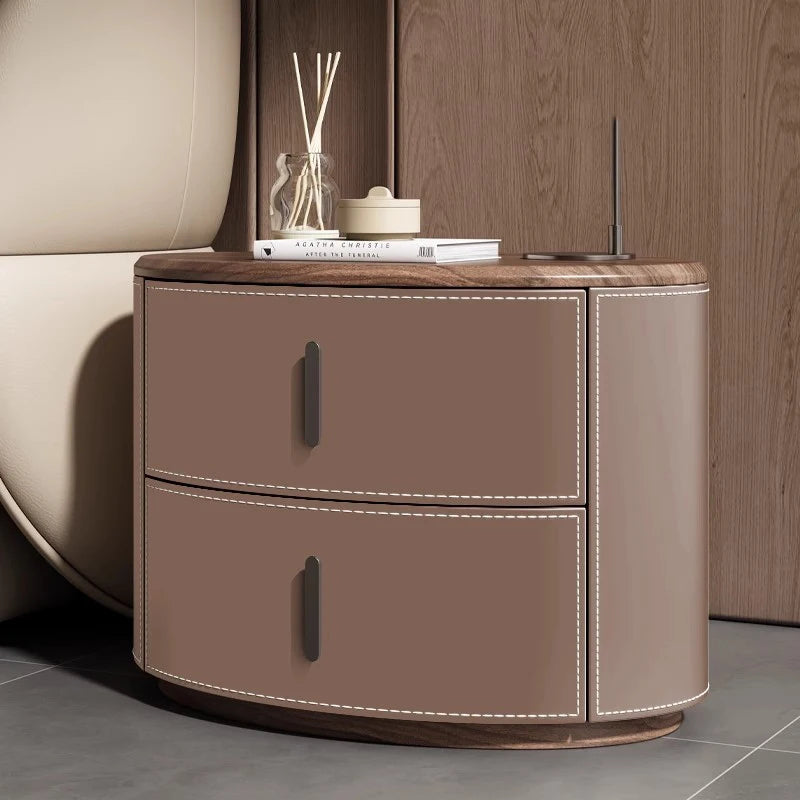🛏️✨ Modern Italian-Style Nightstand – Minimal, Curved Design Bedside Table with Hidden Storage