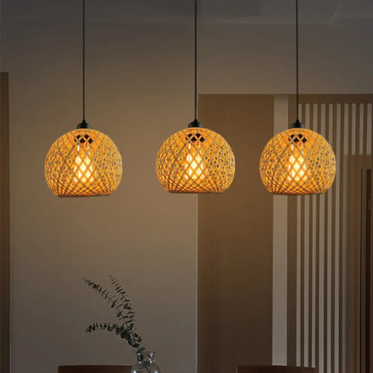 🏮 Handwoven Bamboo Rattan Pendant Lamp – Natural Woven Chandelier Light for Dining & Living Spaces 🌿✨