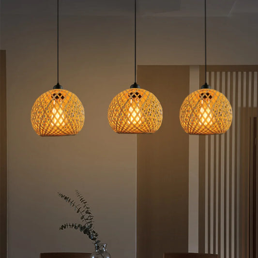 🏮 Handwoven Bamboo Rattan Pendant Lamp – Natural Woven Chandelier Light for Dining & Living Spaces 🌿✨