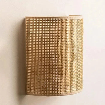 🌾 Handwoven Rattan Wall Sconce – Natural Wicker Lamp for Bedroom, Living Room & Hallway Ambiance 🌙✨