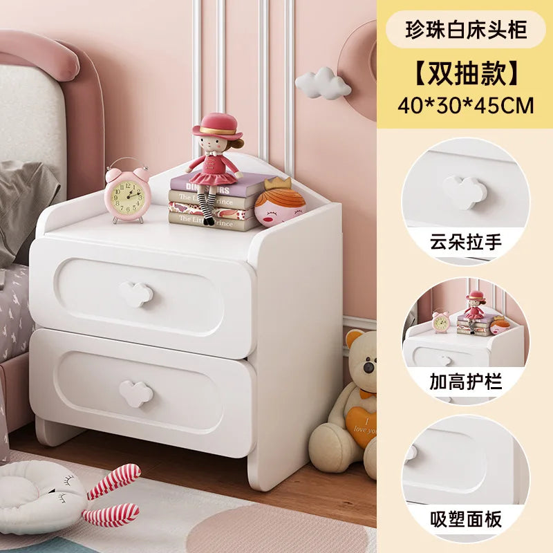 🧸 Cute Kids Bedside Storage Table – Double Drawer Nightstand (Bedroom Organizer)