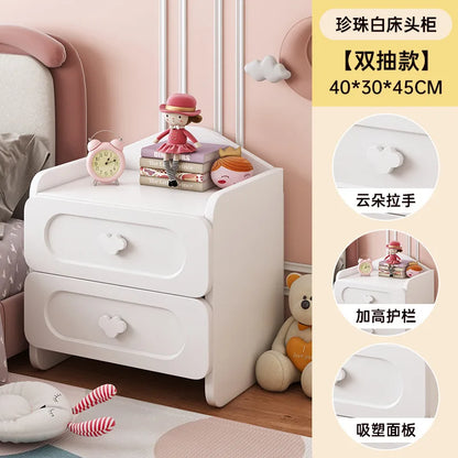 🧸 Cute Kids Bedside Storage Table – Double Drawer Nightstand (Bedroom Organizer)