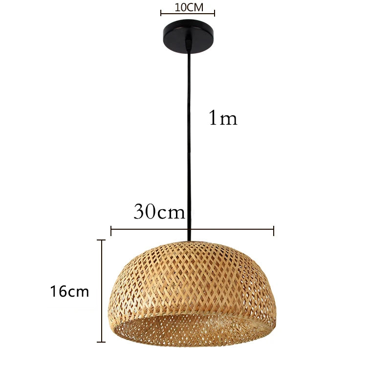 Handwoven Bamboo Pendant Lamp – Natural Rattan Wicker Lantern Light for Bedroom, Dining & Living Spaces 🌾🏮