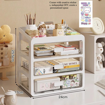 Multi-Layer Desktop Organizer Shelf with Drawers – Stationery & Study Desk Storage Box