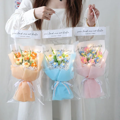 🌸 Handmade LED Crochet Flower Bouquet – A Soft Glow of Love 💡❤️