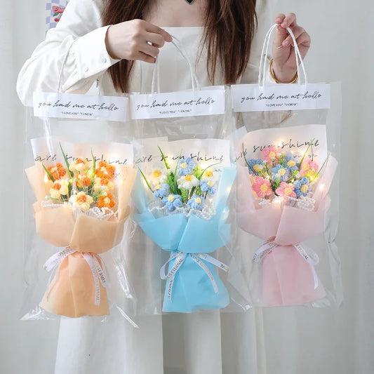 🌸 Handmade LED Crochet Flower Bouquet – A Soft Glow of Love 💡❤️