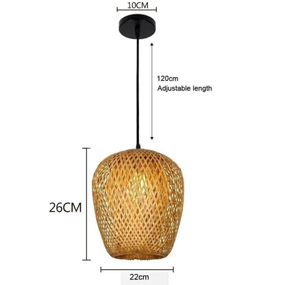 🌾 Handwoven Bamboo Pendant Light – 36cm LED Ceiling Lamp for Dining, Bedroom & Living Room | Natural Southeast Asian Style ✨