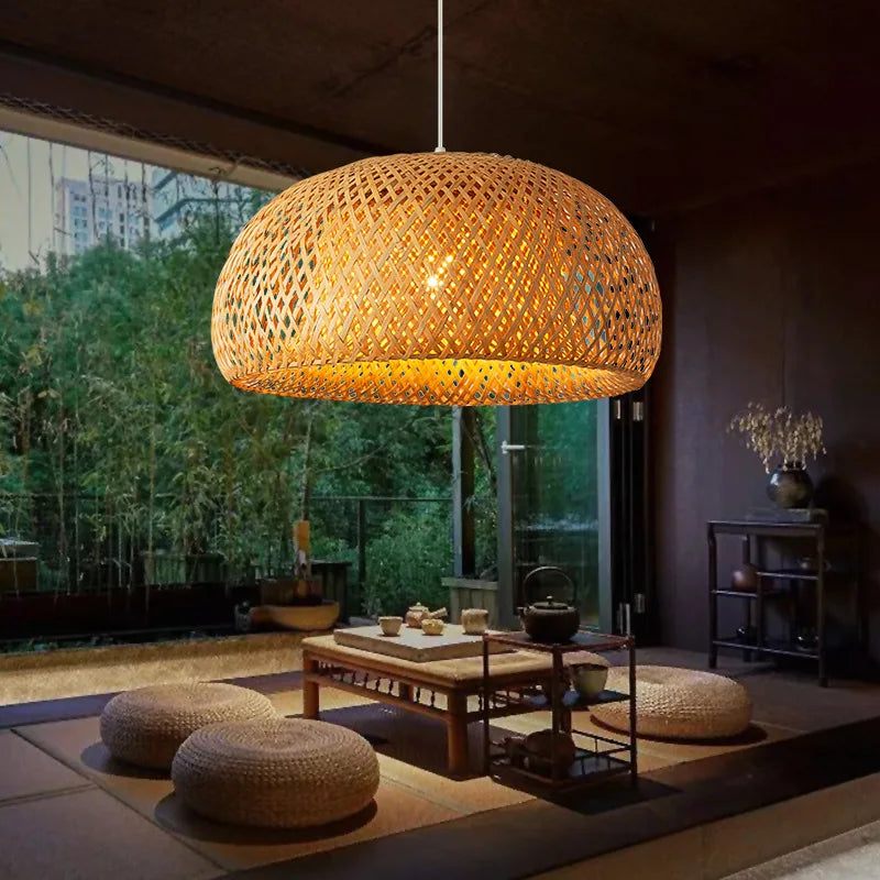Handwoven Bamboo Pendant Lamp – Natural Rattan Wicker Lantern Light for Bedroom, Dining & Living Spaces 🌾🏮
