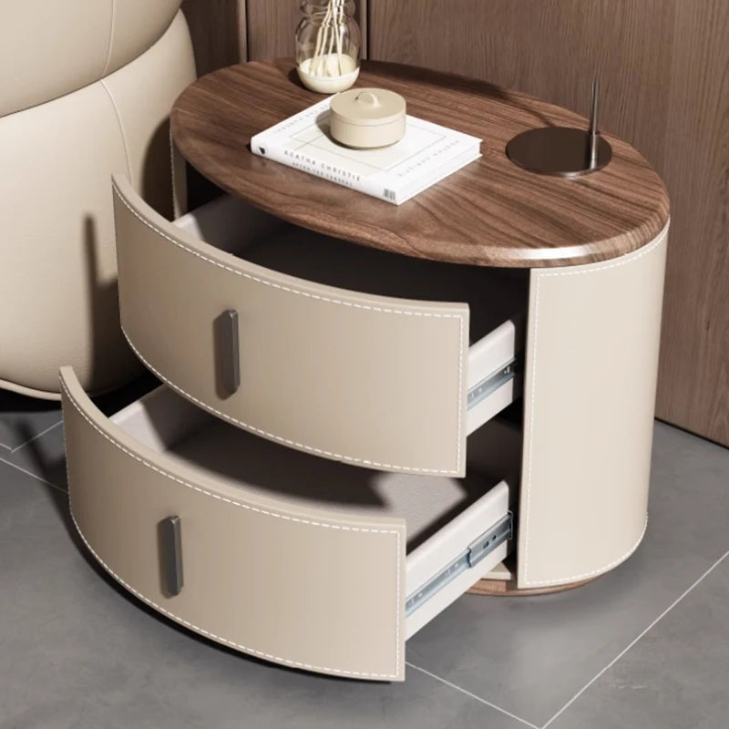 🛏️✨ Modern Italian-Style Nightstand – Minimal, Curved Design Bedside Table with Hidden Storage
