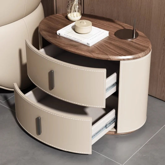 🛏️✨ Modern Italian-Style Nightstand – Minimal, Curved Design Bedside Table with Hidden Storage