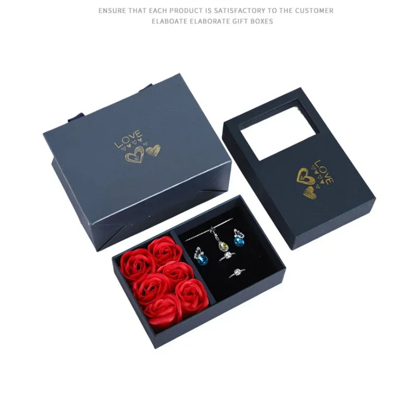 💝 Window-Opening Rose Jewelry Gift Box – Hidden Surprise of Love 🌹✨