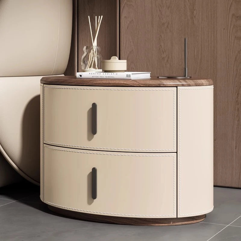 🛏️✨ Modern Italian-Style Nightstand – Minimal, Curved Design Bedside Table with Hidden Storage