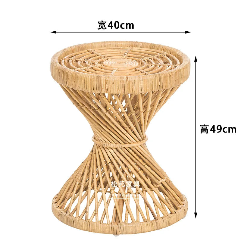 Handwoven Rattan Hourglass Coffee Table – Boho Chic Round Center Table for Living Room & Bedroom ☕🌾