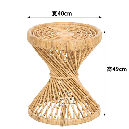 Handwoven Rattan Hourglass Coffee Table – Boho Chic Round Center Table for Living Room & Bedroom ☕🌾