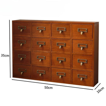 Vintage Wooden Multi-Drawer Storage Cabinet – Japanese Minimalist Organizer Box