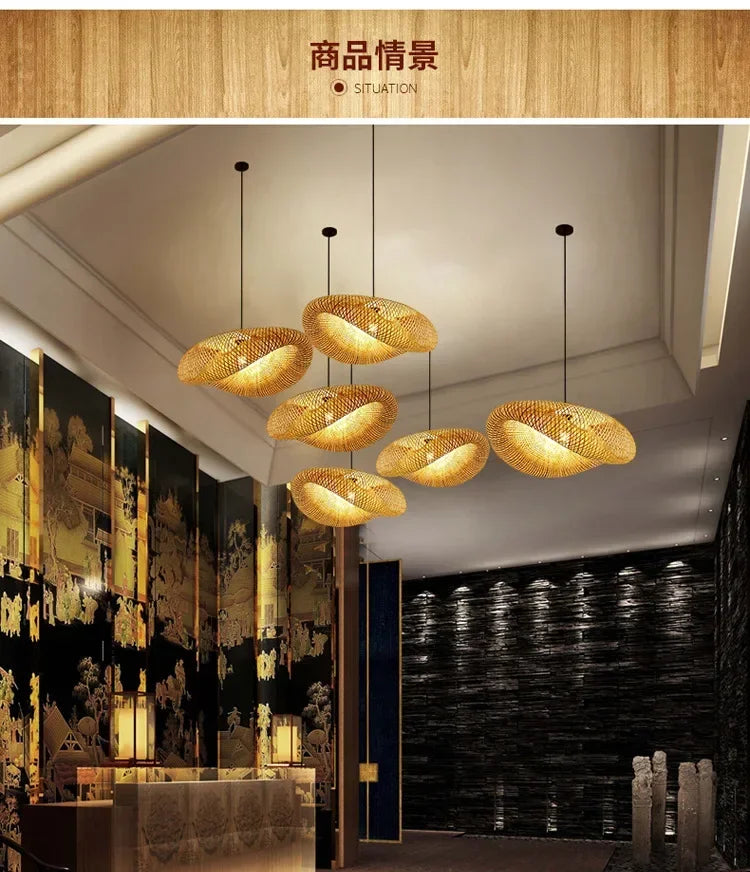 🌾 Handwoven Bamboo Pendant Light – 36cm LED Ceiling Lamp for Dining, Bedroom & Living Room | Natural Southeast Asian Style ✨