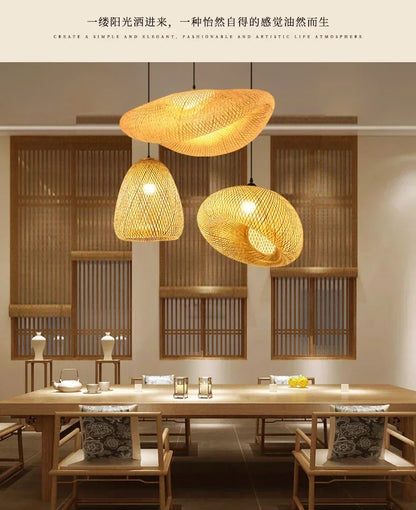 🌾 Handwoven Bamboo Pendant Light – 36cm LED Ceiling Lamp for Dining, Bedroom & Living Room | Natural Southeast Asian Style ✨