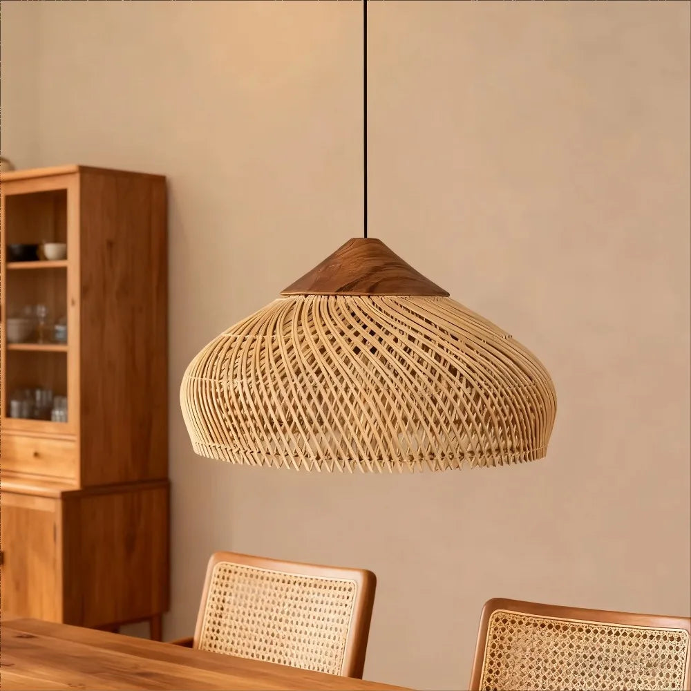 🌾 JOYINLED Japanese Rattan Pendant Lamp – Handwoven Minimalist Hanging Light for Home, Café & Studio Spaces 🏮✨