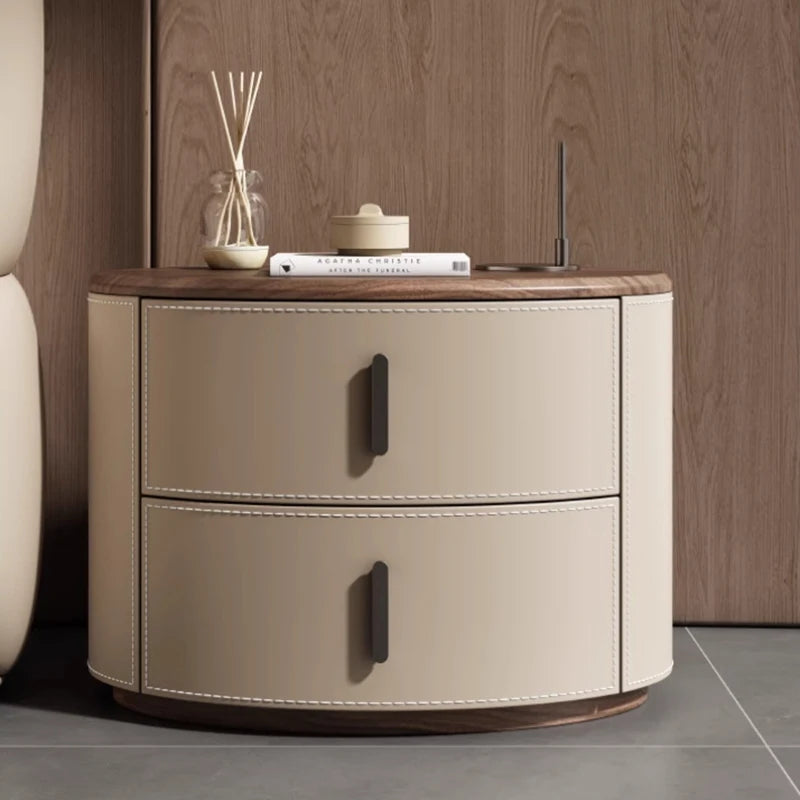🛏️✨ Modern Italian-Style Nightstand – Minimal, Curved Design Bedside Table with Hidden Storage