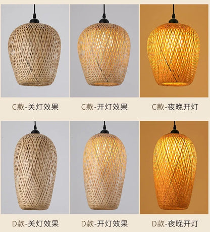🌾 Handwoven Bamboo Rattan Pendant Lamp – Japanese Style Ceiling Light with Natural Wicker Shade for Bedroom, Dining & Living Spaces ✨