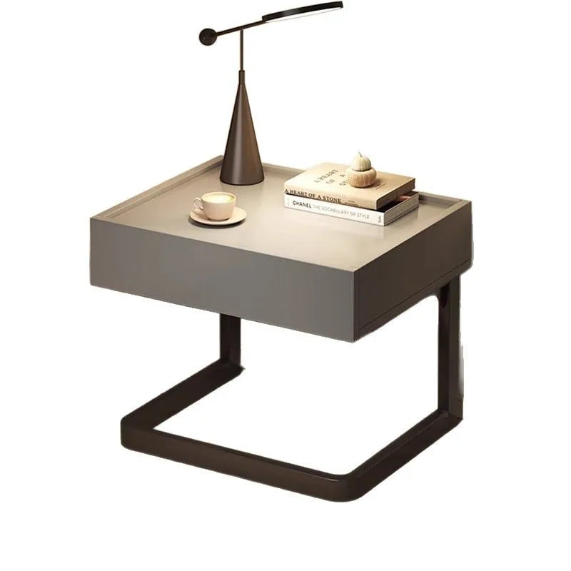 ✨ Minimalist Nordic Nightstand – Modern C-Shaped Bedside Table with Open Storage (45×50×40 cm)