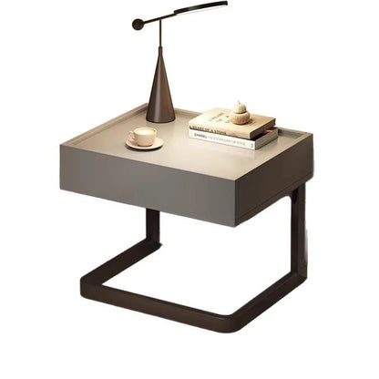 ✨ Minimalist Nordic Nightstand – Modern C-Shaped Bedside Table with Open Storage (45×50×40 cm)