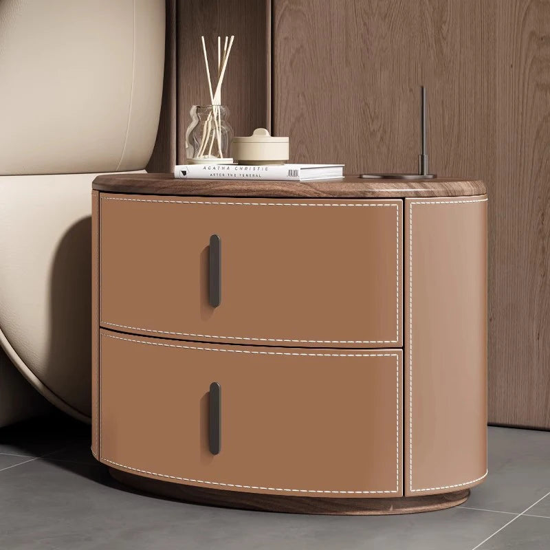 🛏️✨ Modern Italian-Style Nightstand – Minimal, Curved Design Bedside Table with Hidden Storage