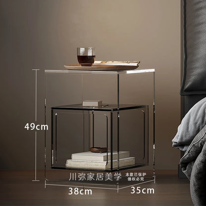 🛏️✨ Modern Nordic Nightstand – Curved Design Bedside Table with Drawer Storage & Display Tray