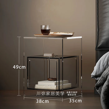 🛏️✨ Modern Nordic Nightstand – Curved Design Bedside Table with Drawer Storage & Display Tray