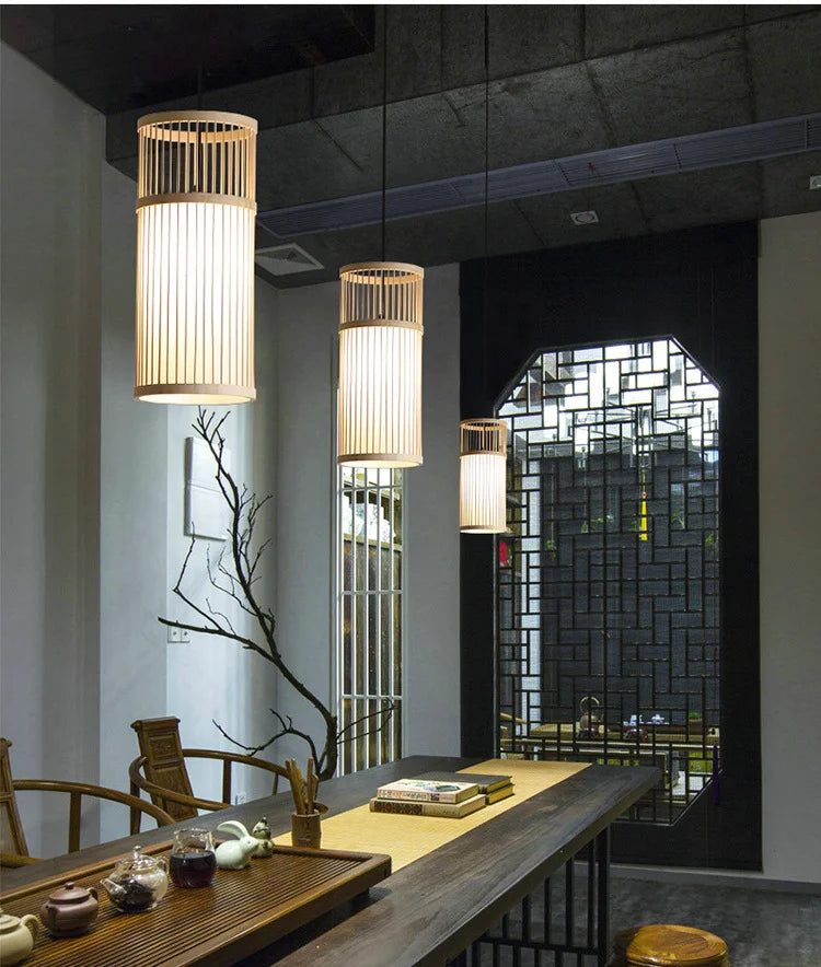 🏮 Japanese Bamboo Chandelier – Handwoven Rattan Pendant Light for Modern Wabi-Sabi Interiors ✨