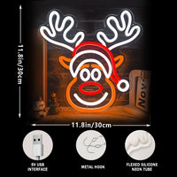 Reindeer Neon LED Light Sign 🎅💡 | Dimmable Christmas Elk Wall Decor for Bedroom, Kids Room & Holiday Parties 🦌✨