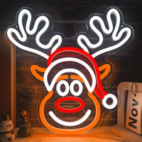 Reindeer Neon LED Light Sign 🎅💡 | Dimmable Christmas Elk Wall Decor for Bedroom, Kids Room & Holiday Parties 🦌✨
