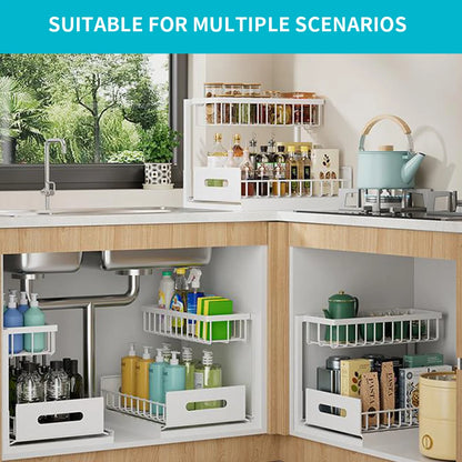 TidyTroves™ – Under-Sink Sliding Storage Organizer (2-Tier Cabinet Space-Saver)