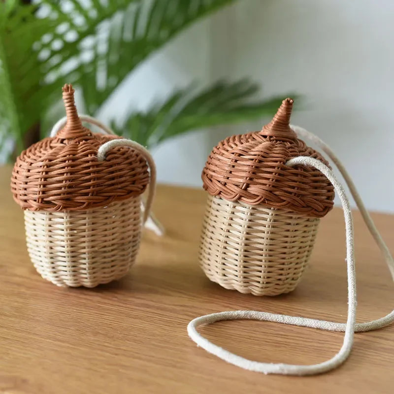 🍄 Handwoven Rattan Mushroom Basket – Adorable Wicker Storage Bag for Kids, Beach & Home Decor 🌿✨
