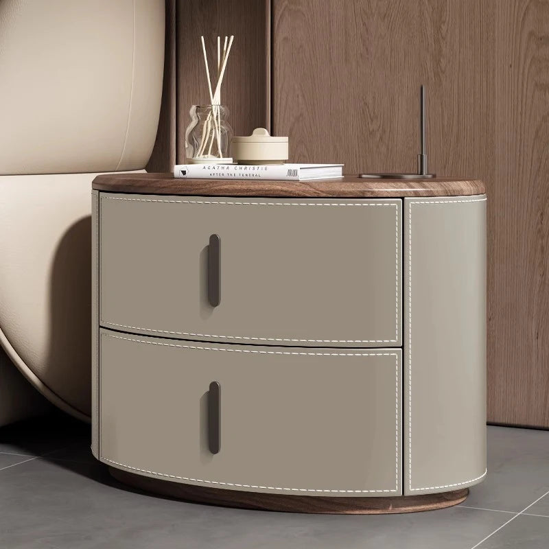 🛏️✨ Modern Italian-Style Nightstand – Minimal, Curved Design Bedside Table with Hidden Storage