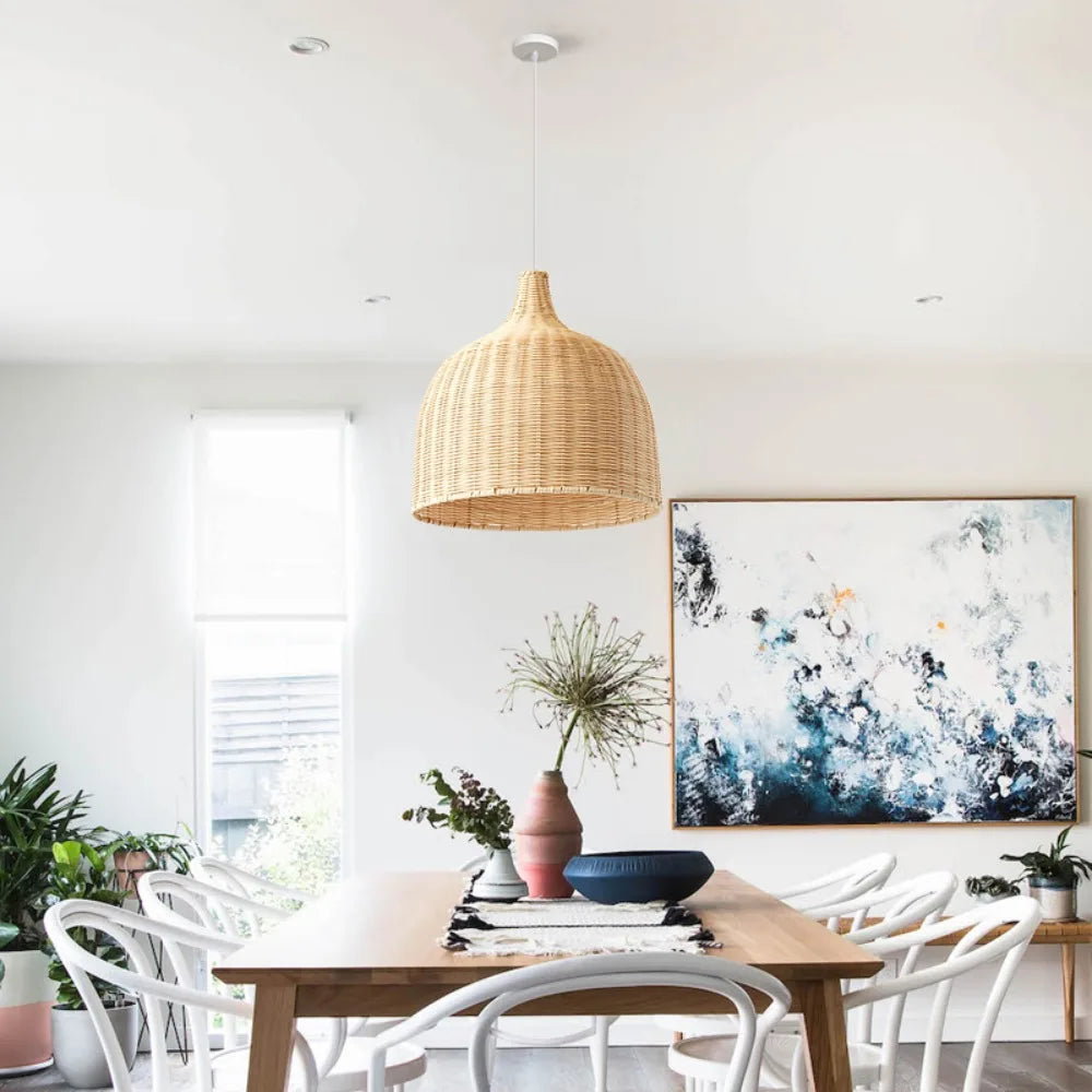 Handmade Bamboo Rattan Pendant Light – Modern Boho Ceiling Lamp for Dining, Bedroom & Living Spaces 🌾💡