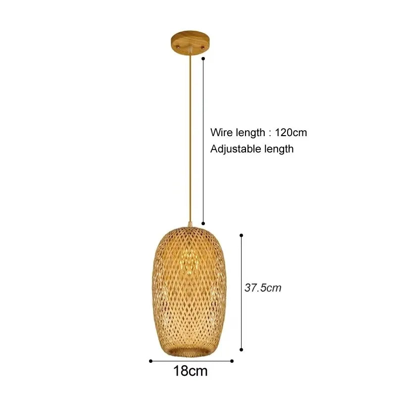 🌾 Handwoven Bamboo Rattan Pendant Lamp – Japanese Style Ceiling Light with Natural Wicker Shade for Bedroom, Dining & Living Spaces ✨